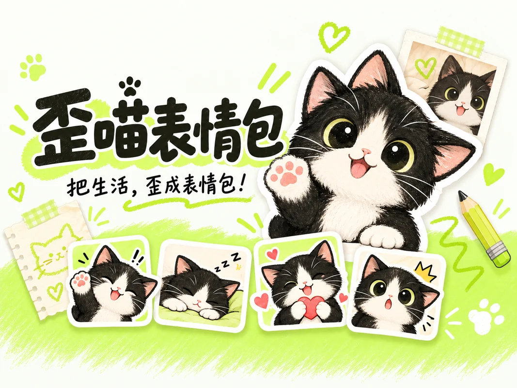 歪喵表情包的猫咪创意表情展示